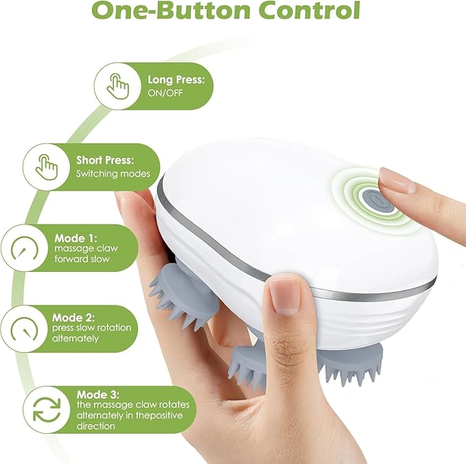 Electric 4-Head Scalp & Body Massager – Cordless, Rechargeable