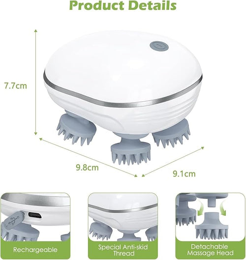 Electric 4-Head Scalp & Body Massager – Cordless, Rechargeable