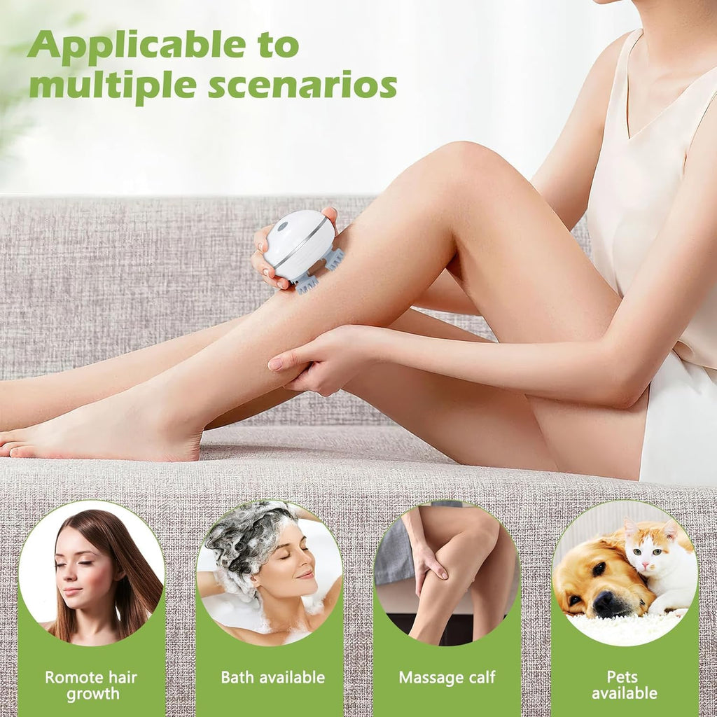 Electric 4-Head Scalp & Body Massager – Cordless, Rechargeable